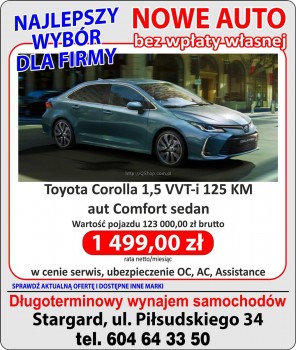Toyota Corolla 1,5 VVT-i 125 KM aut Comfort sedan